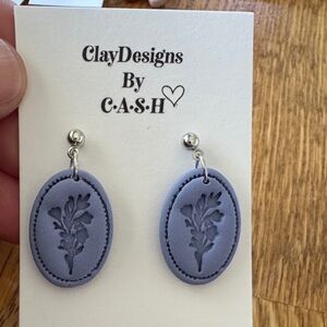 Purple Floral Clay Earrings